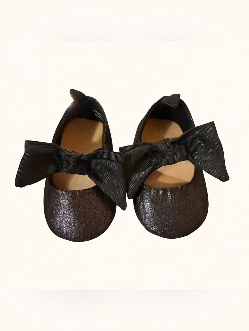 Old Navy Black Glitter Bow Baby Flats